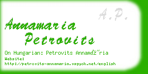 annamaria petrovits business card